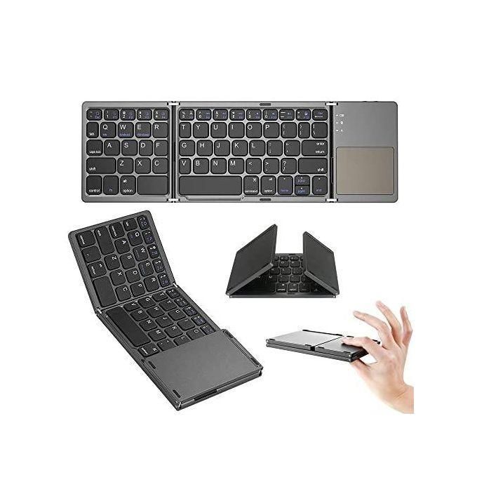 Mini clavier pliable avec pavé tactile, compatible Bluetooth 3.0 et sans fil, pour Windows, Android, iOS, tablettes, téléphones et téléviseurs connectés.