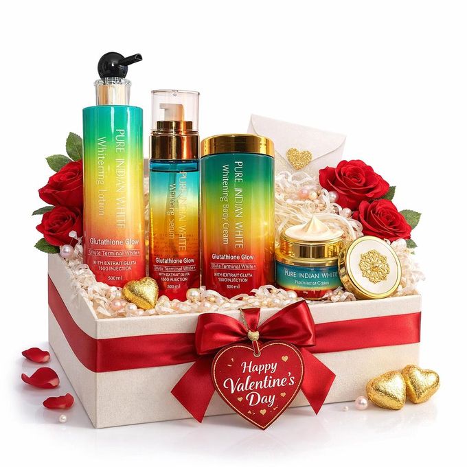 Coffret cadeau Saint-Valentin Pure Indian White « Glutathione Glow » - 5 pièces