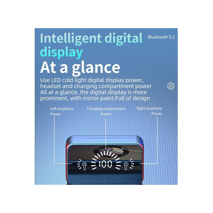 Écouteurs sans fil Ace Elec ACE avec affichage numérique miroir et son stéréo 9D