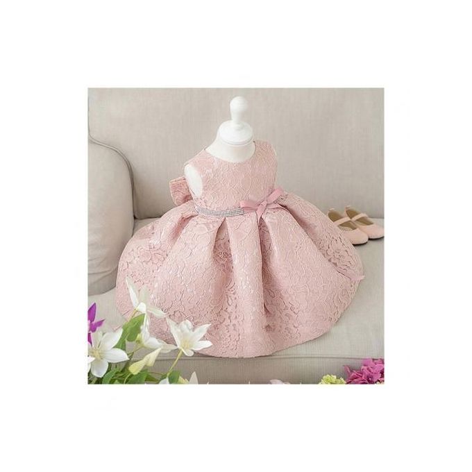 Robe élégante pour enfant - Pêche 0-1 an  1 à 2 ans  2-3 ans