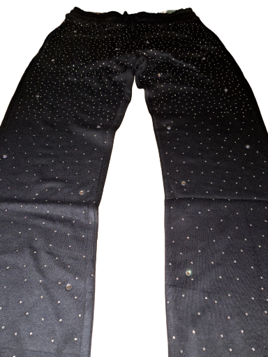 Black rhinestone Zip-Up Hooded sweatsuit flare bottom