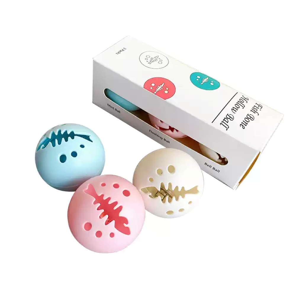 玩轉喵星球-魚骨造型逗貓玩具球