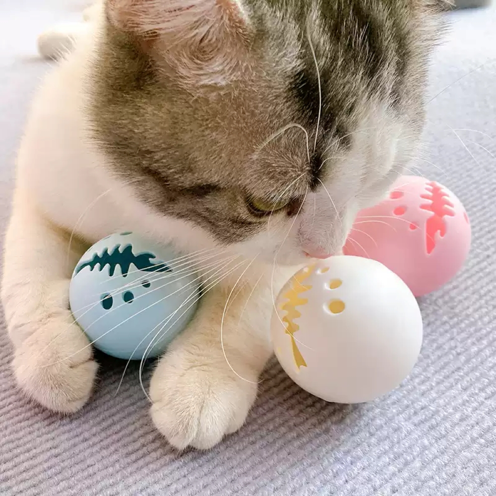 玩轉喵星球-魚骨造型逗貓玩具球