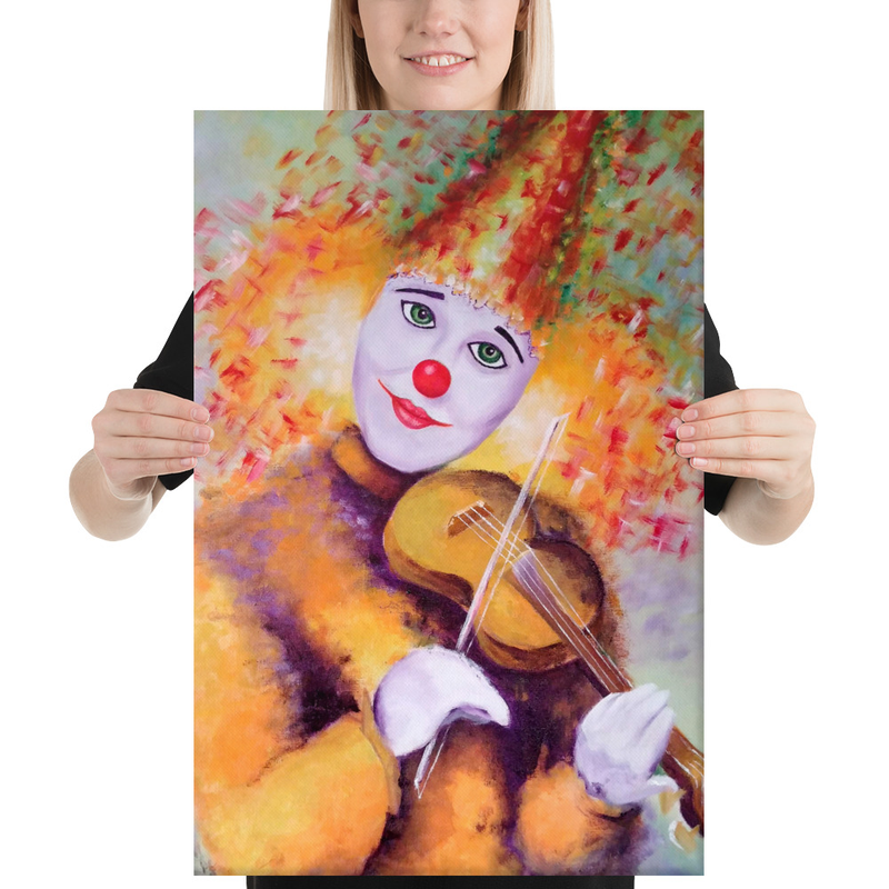A sweet clown playing a violin