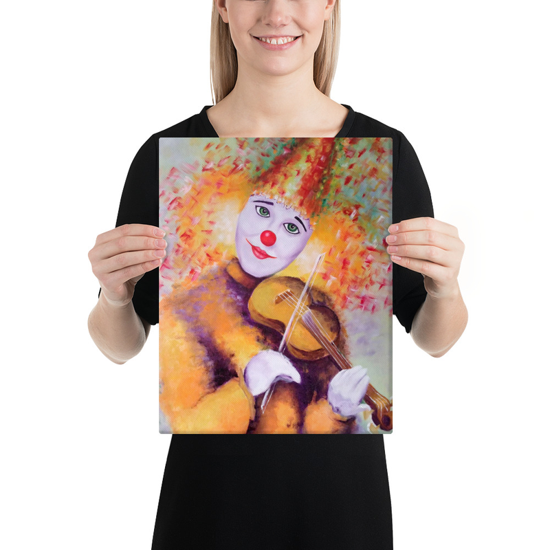 A sweet clown playing a violin