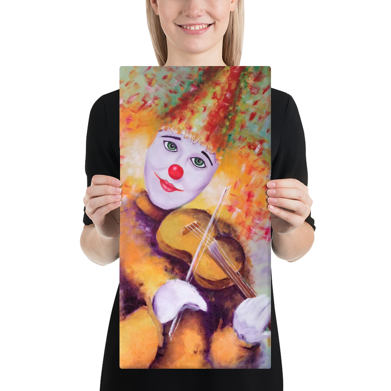 A sweet clown playing a violin