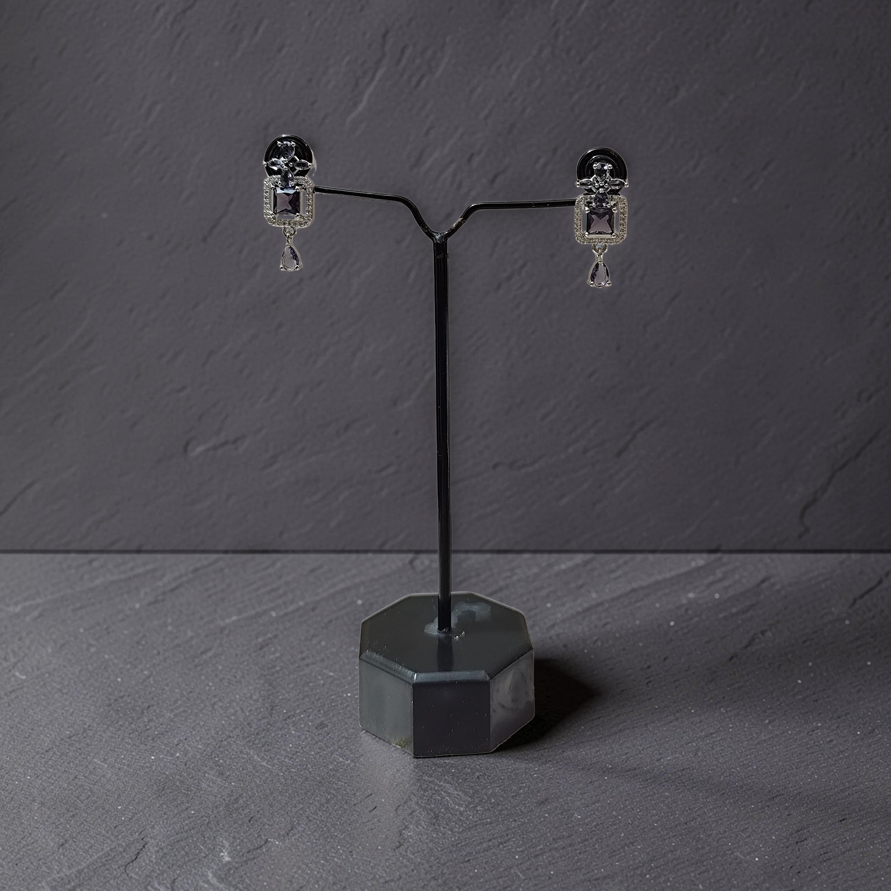 Elegant Silver Ad Dangle Earrings