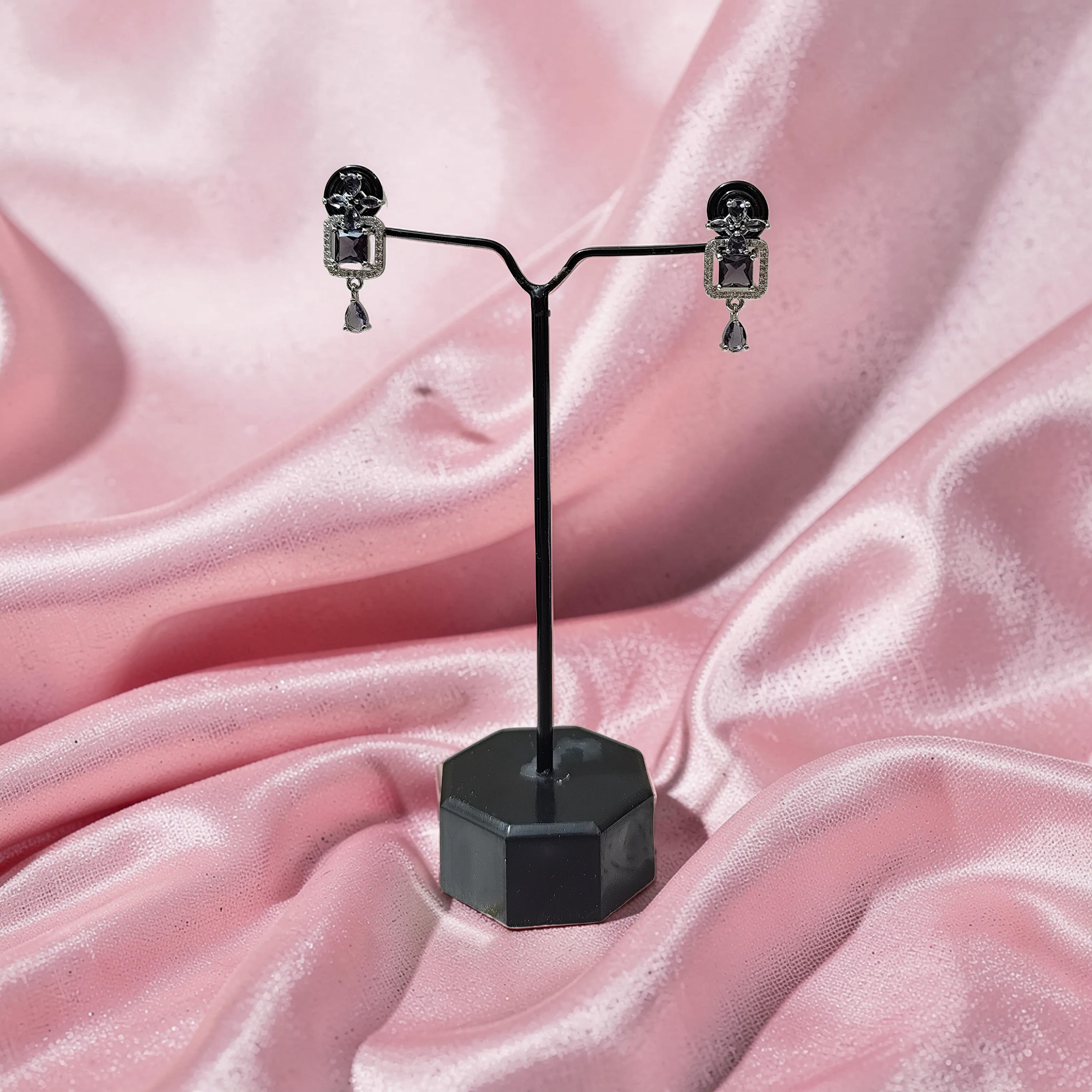 Elegant Silver Ad Dangle Earrings