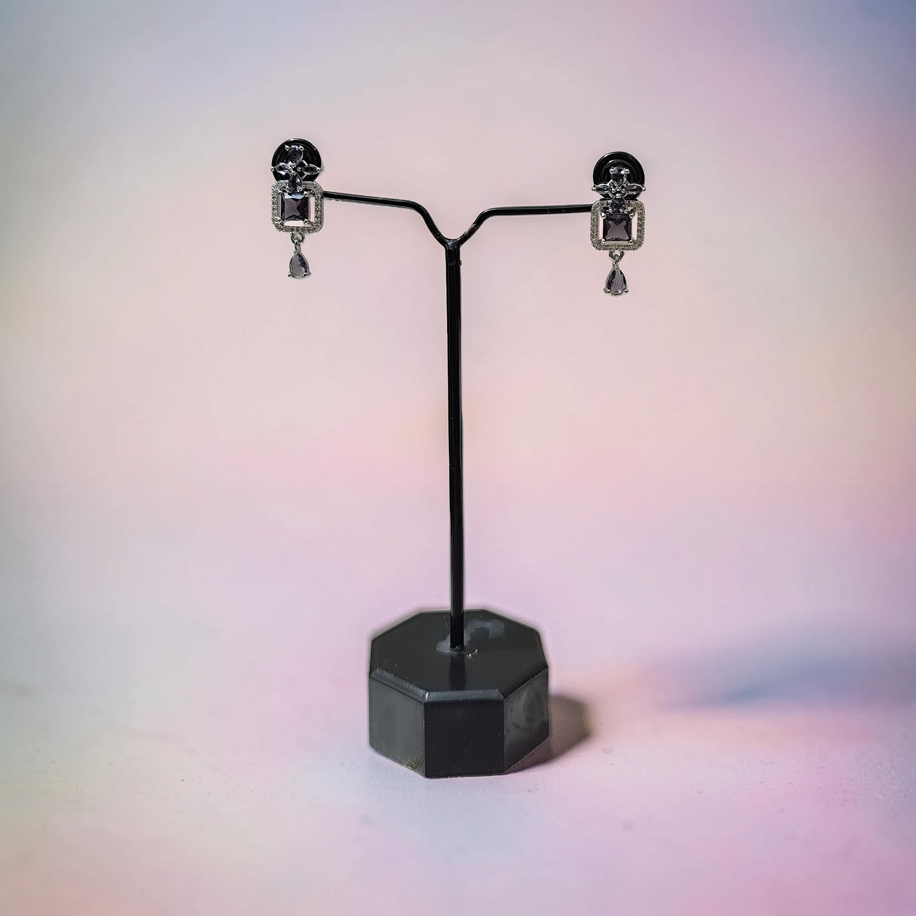 Elegant Silver Ad Dangle Earrings