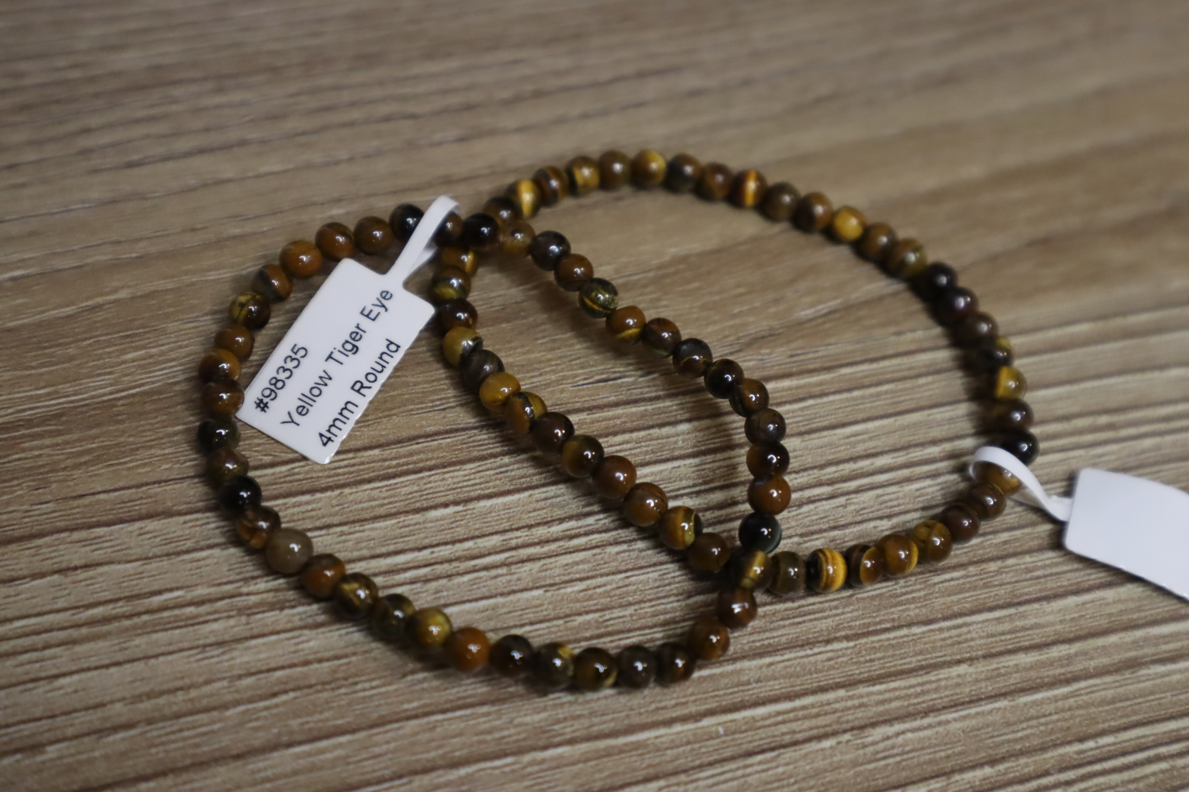 Yellow Tiger Eye Beaded Bracelet (4mm)