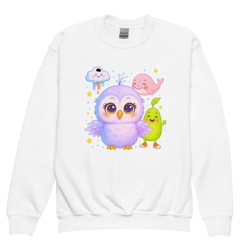 Cute Cartoon Character Sweatshirt I Cute Owl Kids Sweatshirt – Kawaii Animal Sweater for Kids I Free Shipping