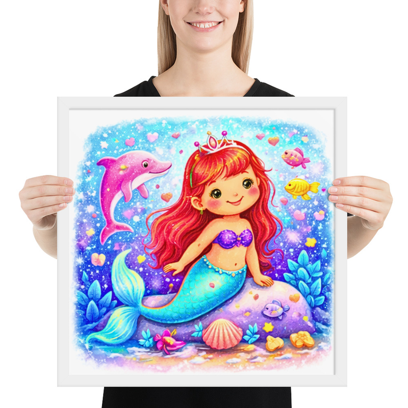 Magical Mermaid Princess Wall Art for Girls – Cute Mermaid Nursery & Playroom Decor