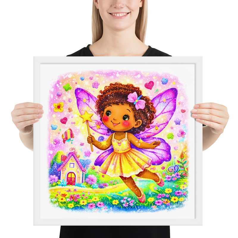 Fairy Princess Wall Art for Girls Room – Magical Fairy Nursery Decor, Whimsical Kids Playroom Art Print