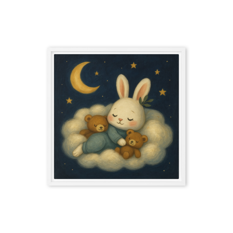 Dreamy Bunny & Teddy Bears Night Sky Nursery Wall Art – Cozy Bedtime Printable Decor for Baby & Toddler Bedrooms