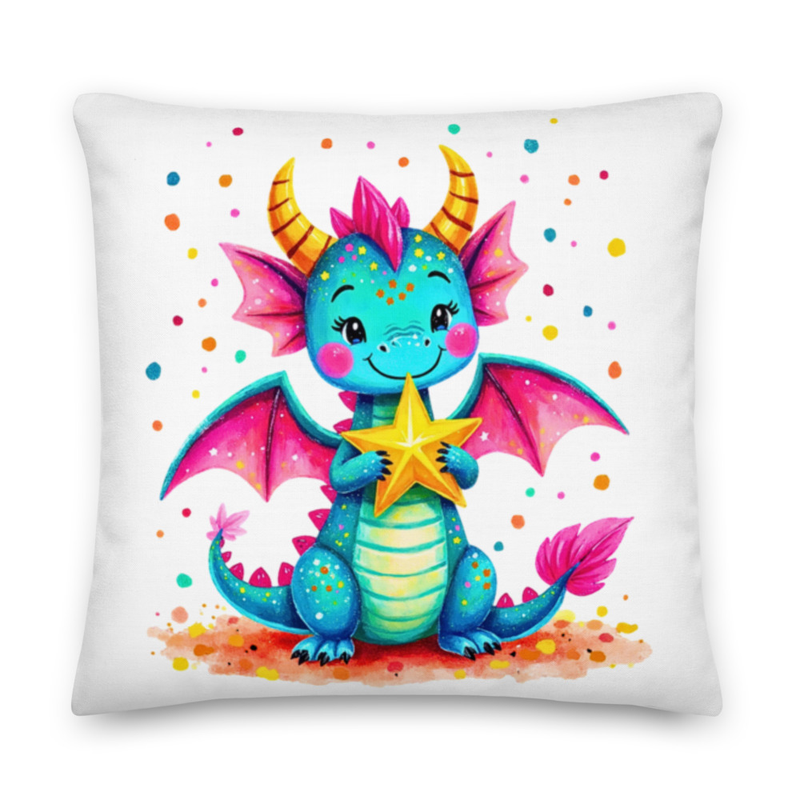 Cute Dragon Pillow for Kids – Colorful Baby Dragon Pillow – Kawaii Nursery Decor