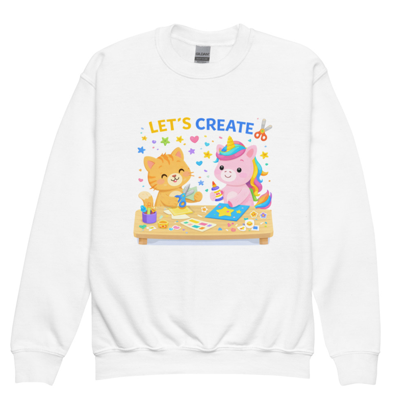 Let’s Create Kids Sweatshirt – Cute Creative Animals Art Sweater for Boys & Girls
