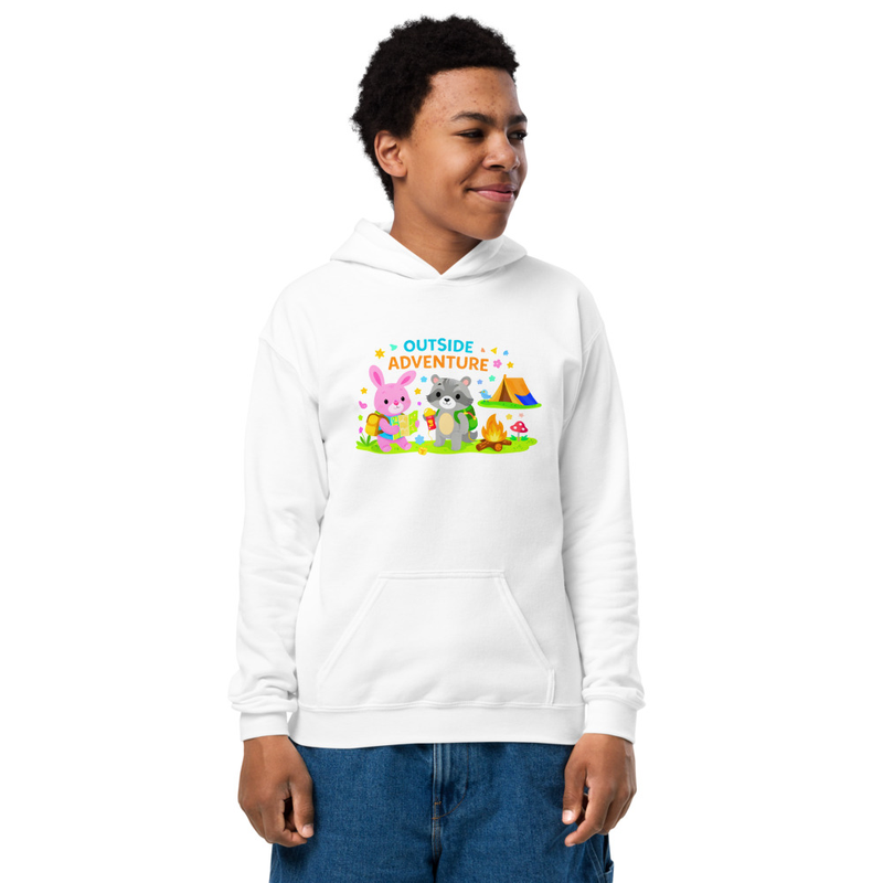 Outside Adventure Kids Hoodie – Cute Camping Hoodie for Kids | Fun Animal Nature Sweatshirt