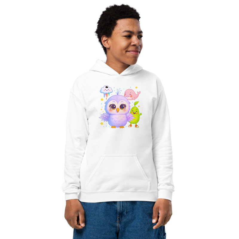 Cute Animal Graphic Hoodie for Kids I Cute Owl Kids Hoodie – Kawaii Pastel Animal Sweater for Kids, Soft Cozy Pullover I Free Shipping