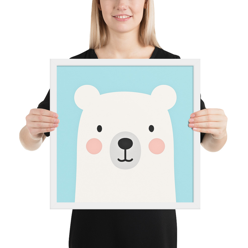 Polar Bear Nursery Wall Art | Cute Animal Print for Kids Room | Baby Boy Girl Décor | Minimalist Scandinavian Bear Poster | Pastel Blue Nursery Art