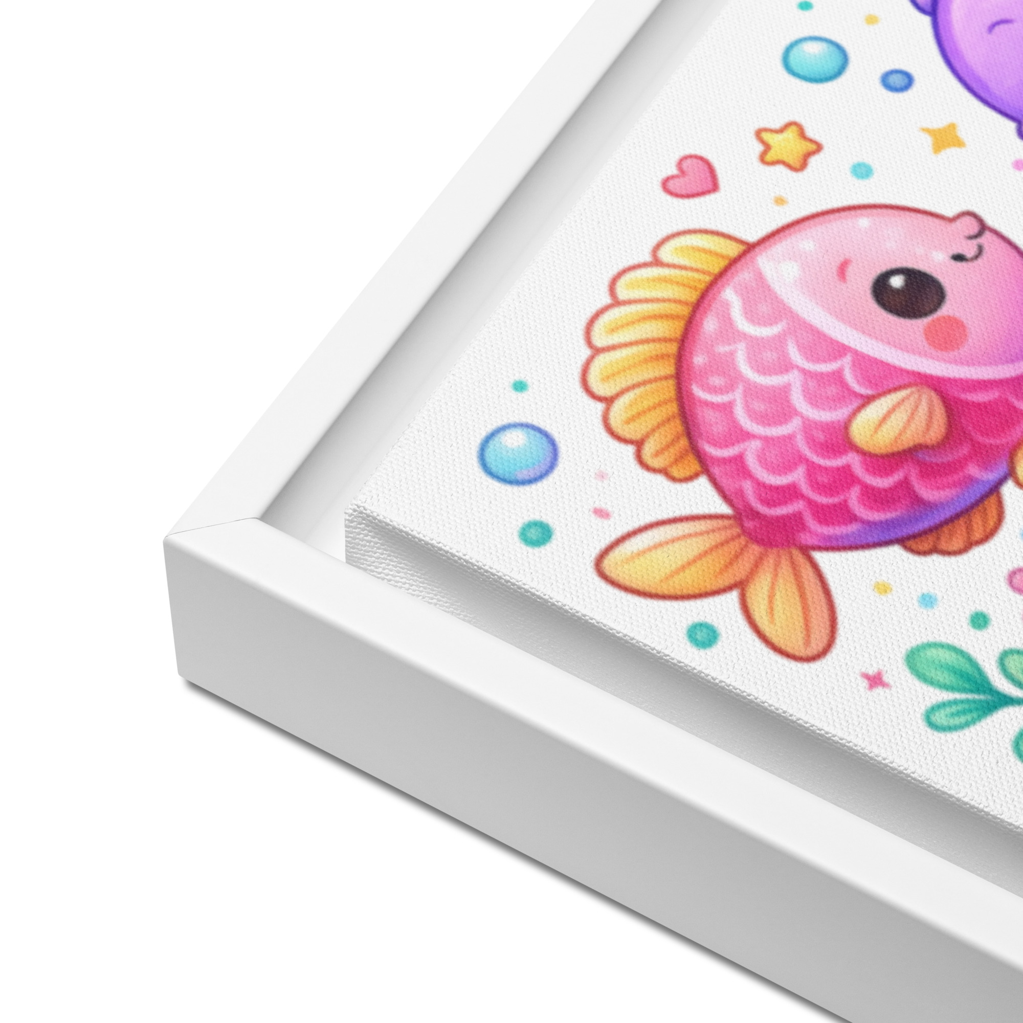 Cute Ocean Friends  Wall Art – Pastel Sea Animals Nursery Decor – Kawaii Underwater Playroom Print for Girls (Square 4x4)