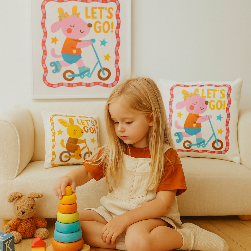 Kids Pillow – Cute Dog Cartoon Cushion for Playroom & Nursery Decor I Kids Room Decor I Home & Living Children's Pillow