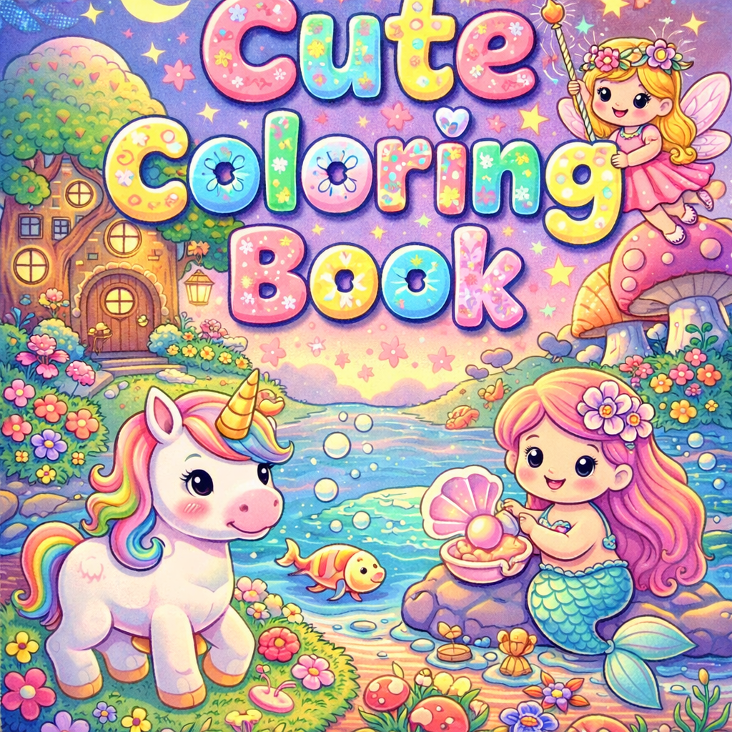 Magical Fairy, Mermaid & Unicorn Coloring Pages for Kids  I Coloring Pages for Kids I Instant Download