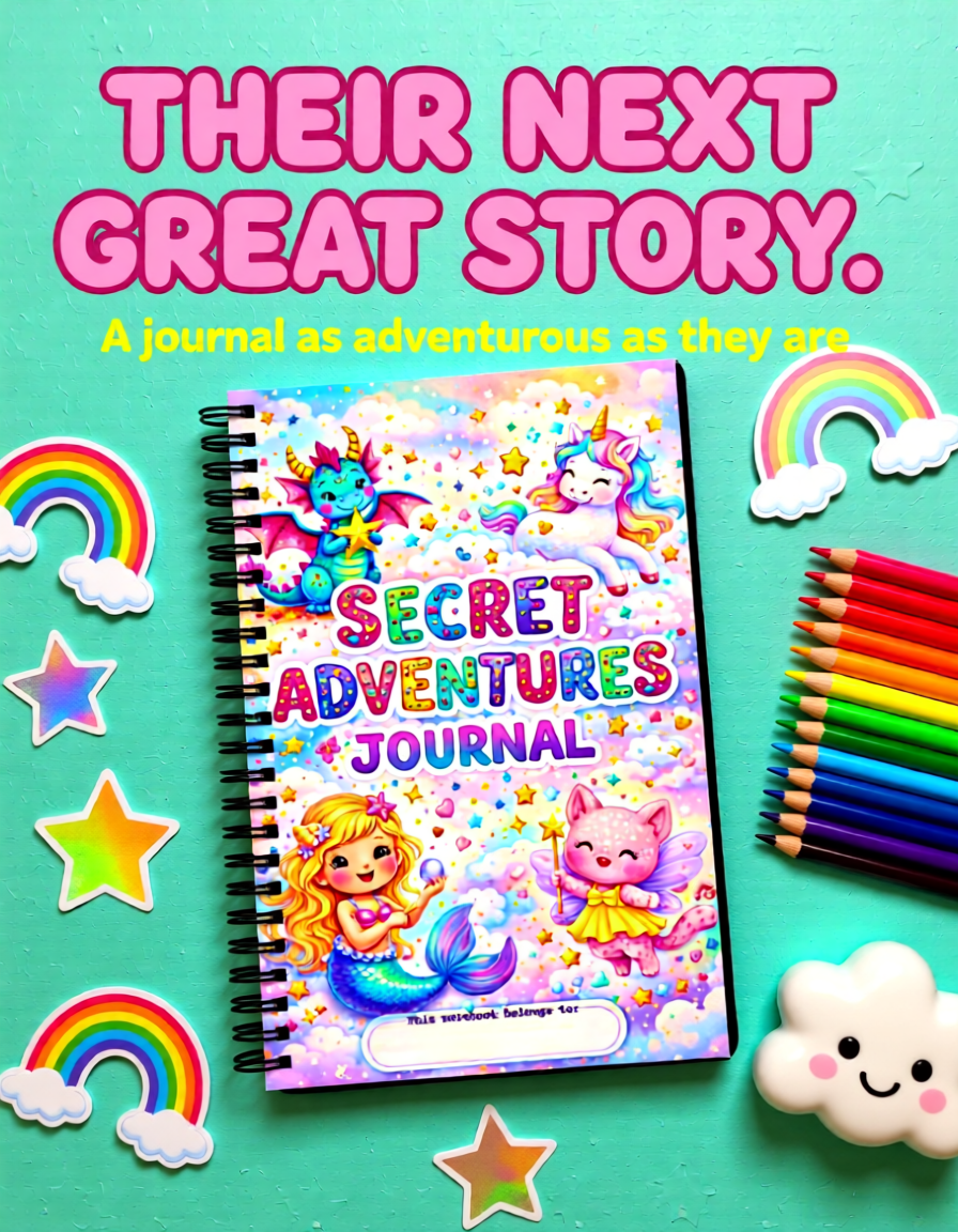 Secret Adventures Journal for Kids – Magical Creatures Notebook with Dragon, Unicorn & Mermaid | Kids Writing Journal I Kids Stationary I Gift for Kids