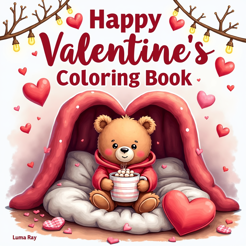 Happy Valentine’s Day Coloring Book Pages for Kids Cute Teddy Bears, Hearts & Sweet Love Scenes I Coloring Pages Instant Download