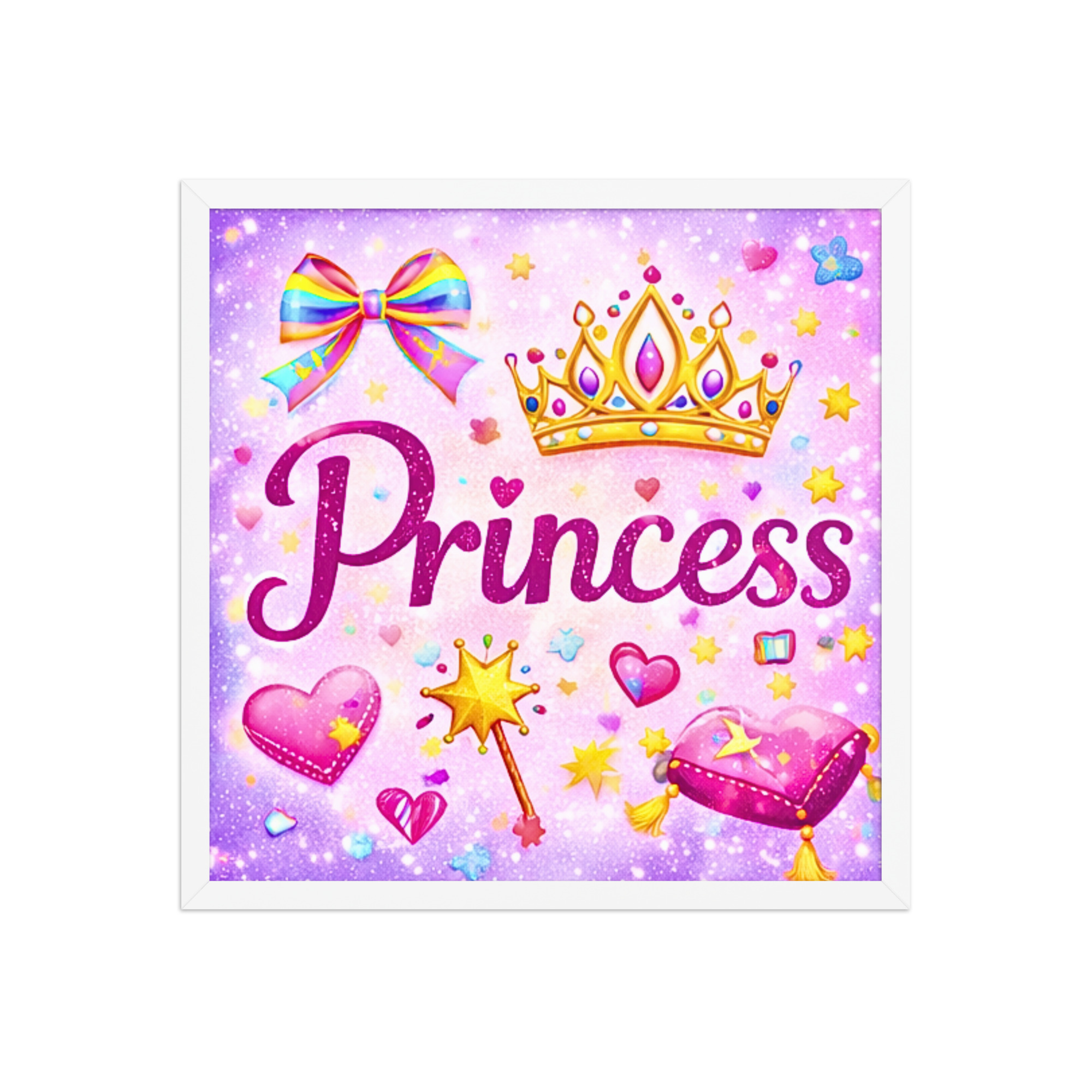 Princess Wall Art for Girls Room – Cute Pink Nursery & Kids Bedroom Decor, Magical Princess Poster