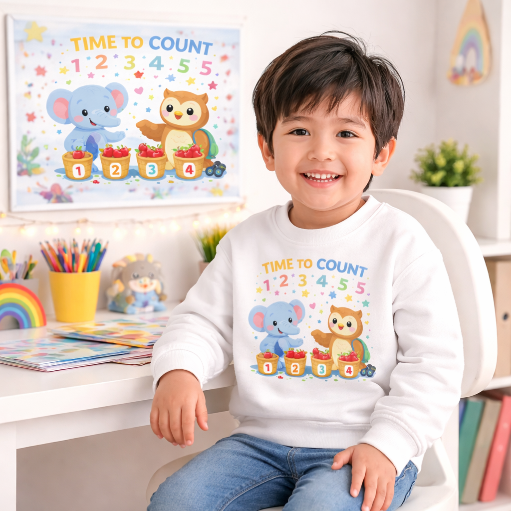 Kids' Educational Counting Sweatshirt I  Kids Apparel I Sweatshirt for Children I Preschool & Kindergarten Apparel