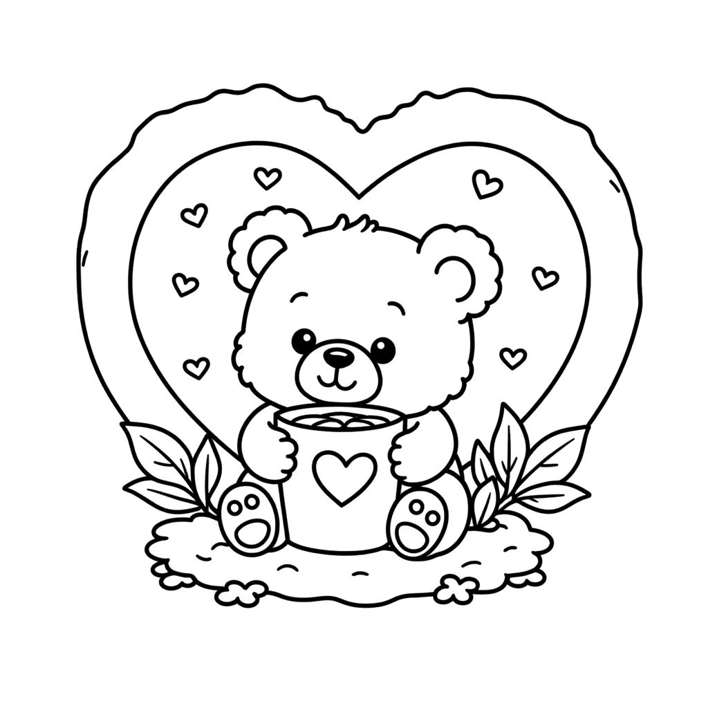 Happy Valentine’s Day Coloring Book Pages for Kids Cute Teddy Bears, Hearts & Sweet Love Scenes I Coloring Pages Instant Download
