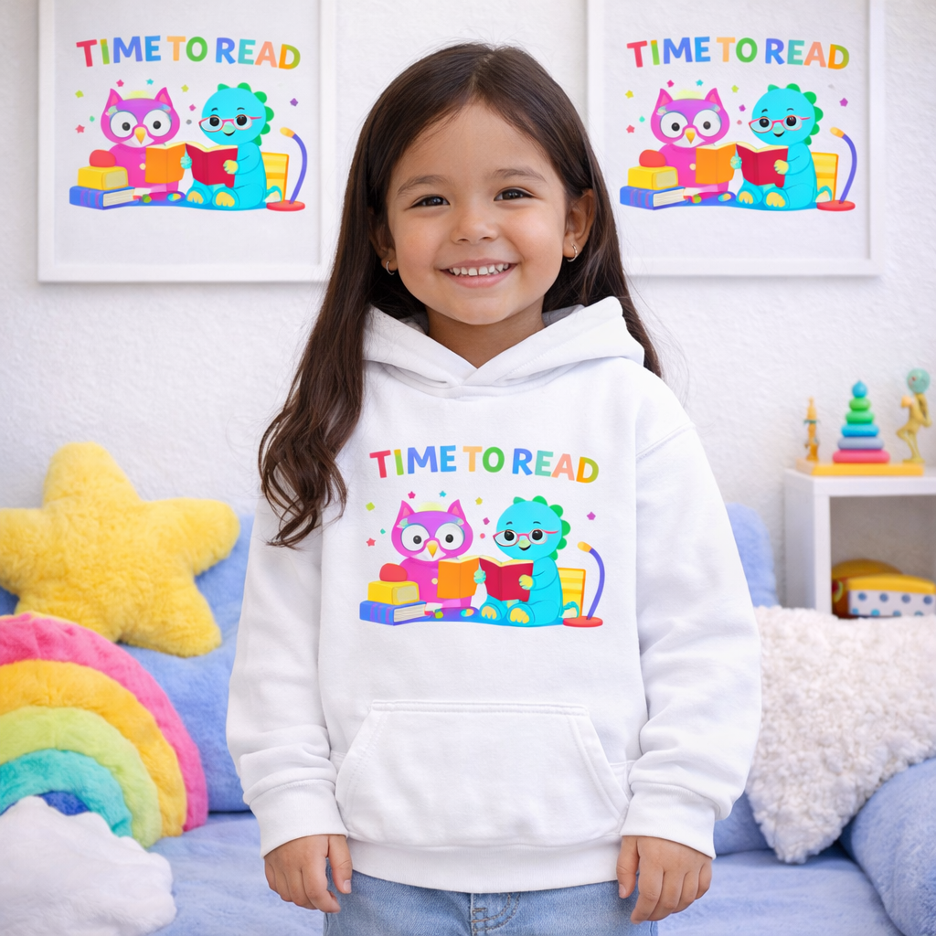 Cute Reading Animals Graphic Hoodie for Kids I Playful Kids Hoodie I  Motivational Kids Hoodie I Gift for Kids