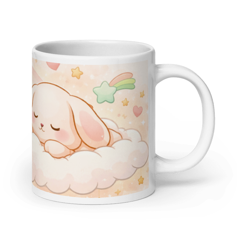Cute Kids Mug – Teddy Bear & Sleepy Bunny Rainbow Mug for Children | Adorable Nursery Coffee & Cocoa Cup