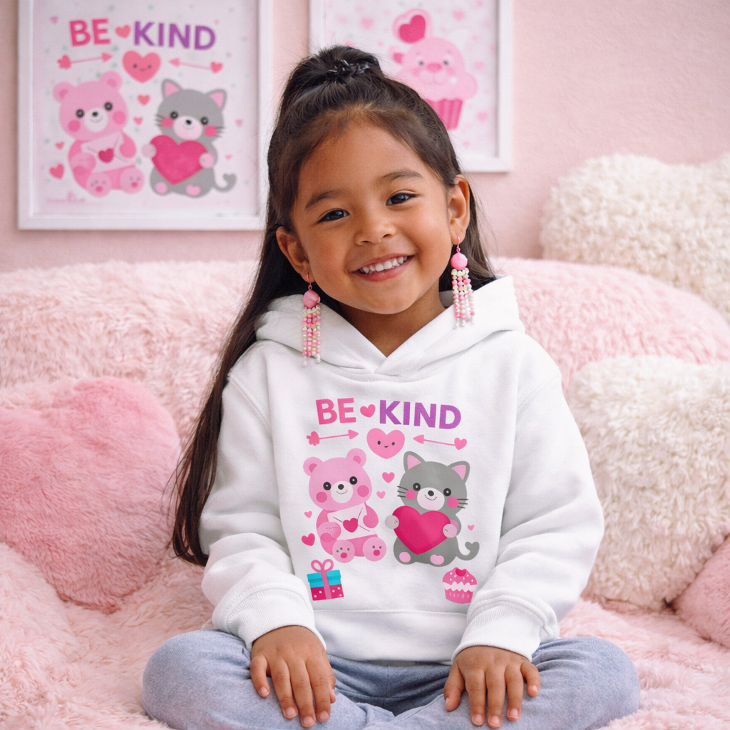 Be Kind Kids Hoodie I Cute Animal Hoodie for Girls & Boys, Positive Message Sweatshirt for  Children