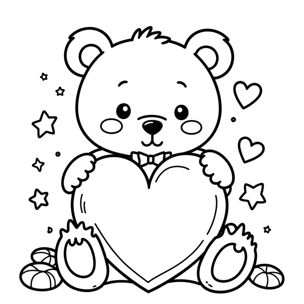 Happy Valentine’s Day Coloring Book Pages for Kids Cute Teddy Bears, Hearts & Sweet Love Scenes I Coloring Pages Instant Download