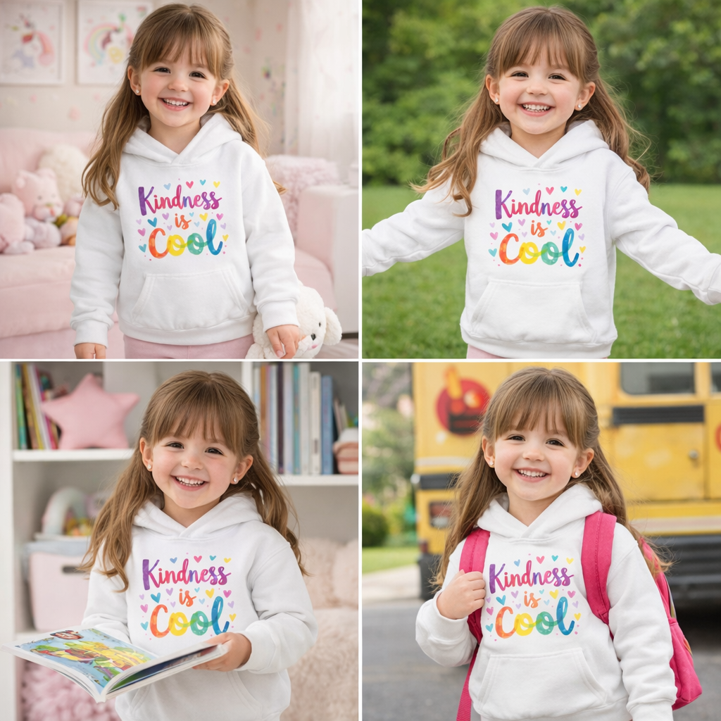 Kindness Is Cool Kids Hoodie – Cute Rainbow Hoodie for Girls & Boys, Positive Message Sweatshirt for  Children