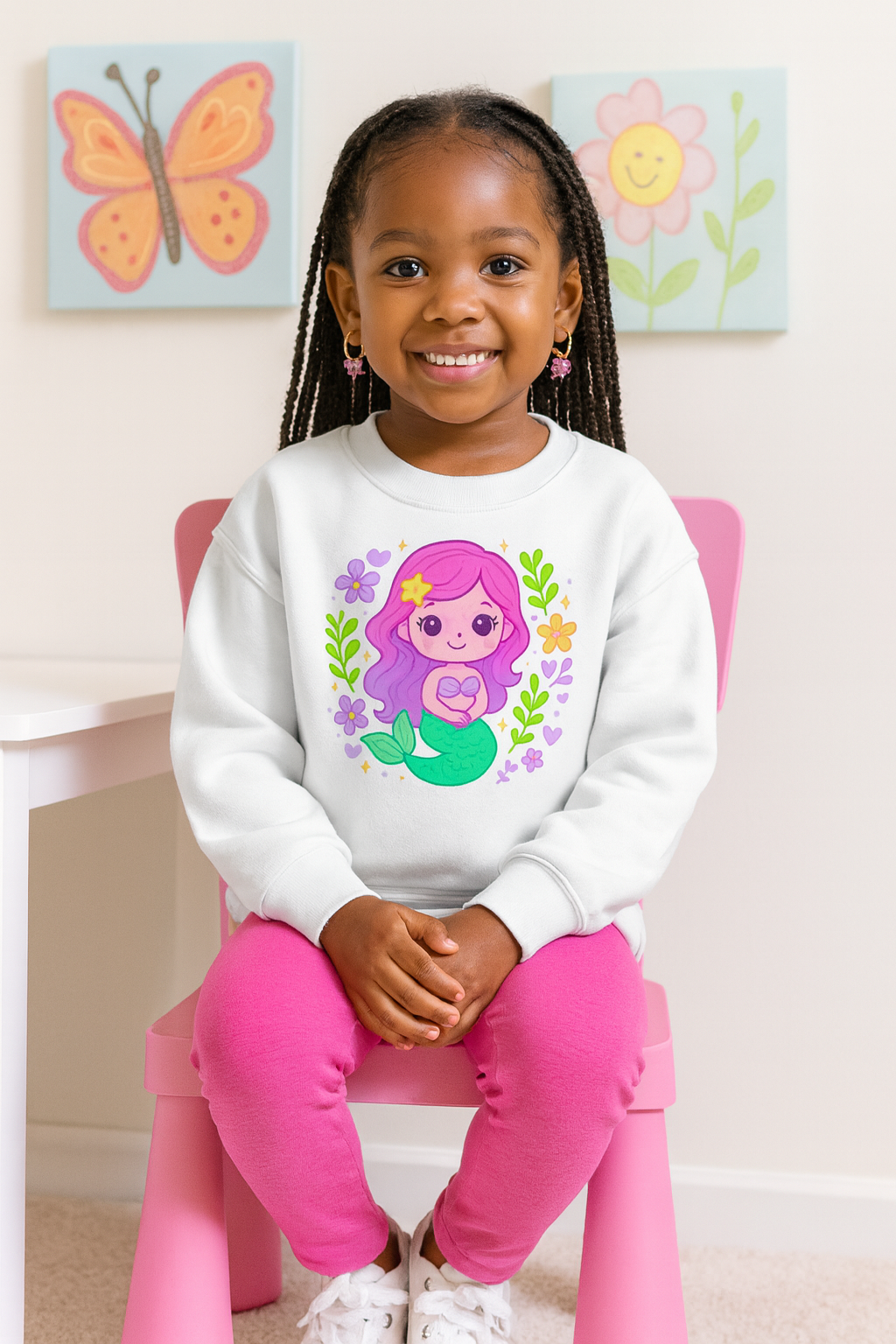 Cute Mermaid Sweatshirt for Girls – Kawaii Pastel Ocean Sweater | Kids Gift I Kid's Apparel