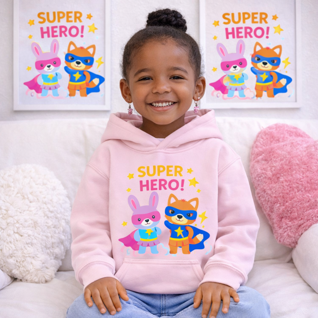 Super Hero Kids Hoodie – Cute Superhero Animal Hoodie for Girls & Boys | Fun Kids Sweatshirt