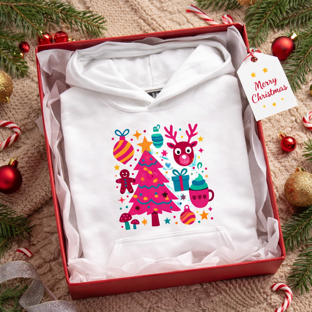 Cute Christmas Kids Hoodie – Festive Holiday Hoodie for Girls & Boys, Cozy Winter Sweatshirt for  Children