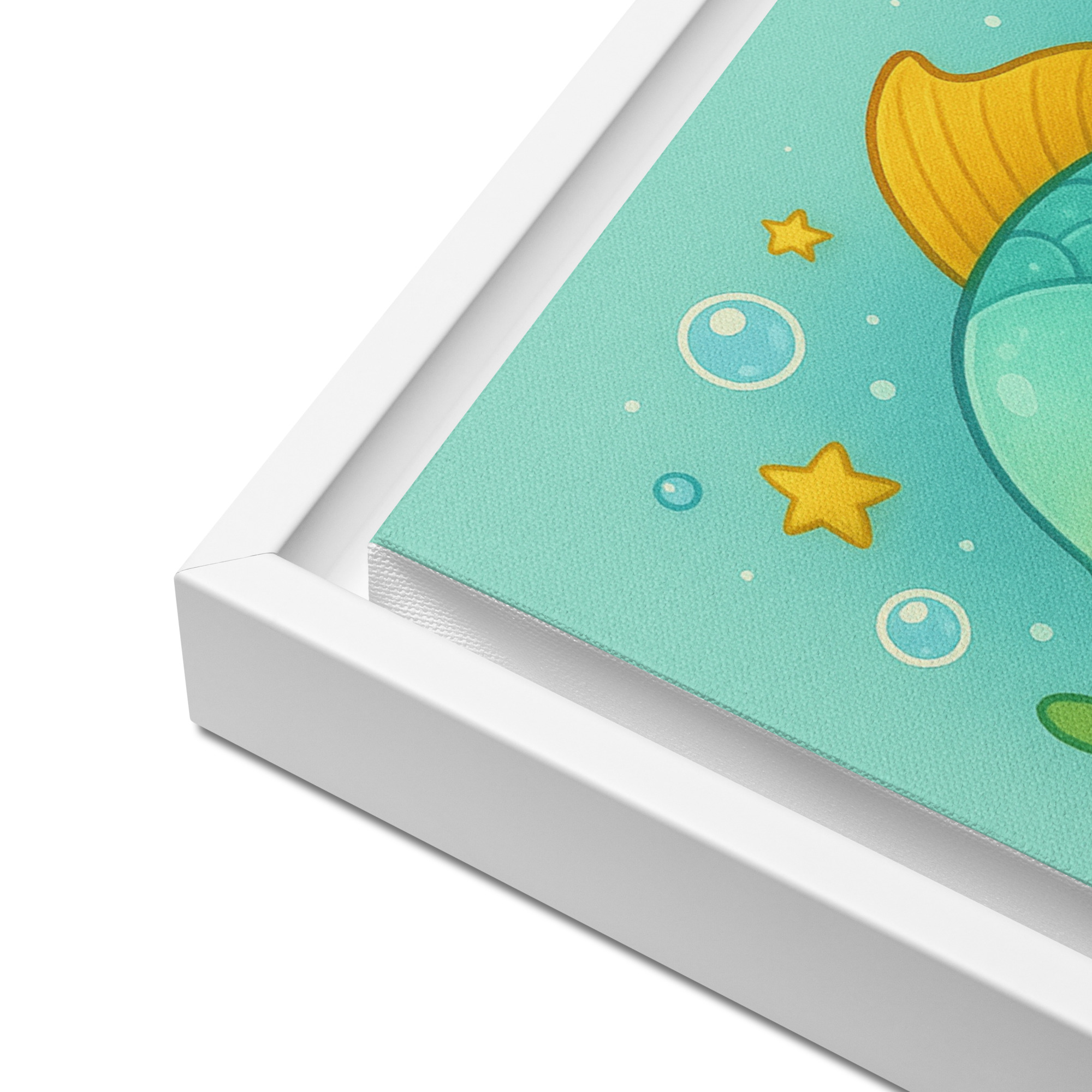 Cute Underwater Fish Nursery Wall Art – Turquoise & Yellow Ocean Animals Print – Seahorse Kids Room Decor – Baby & Toddler Bedroom Illustration – 4x4 Ratio