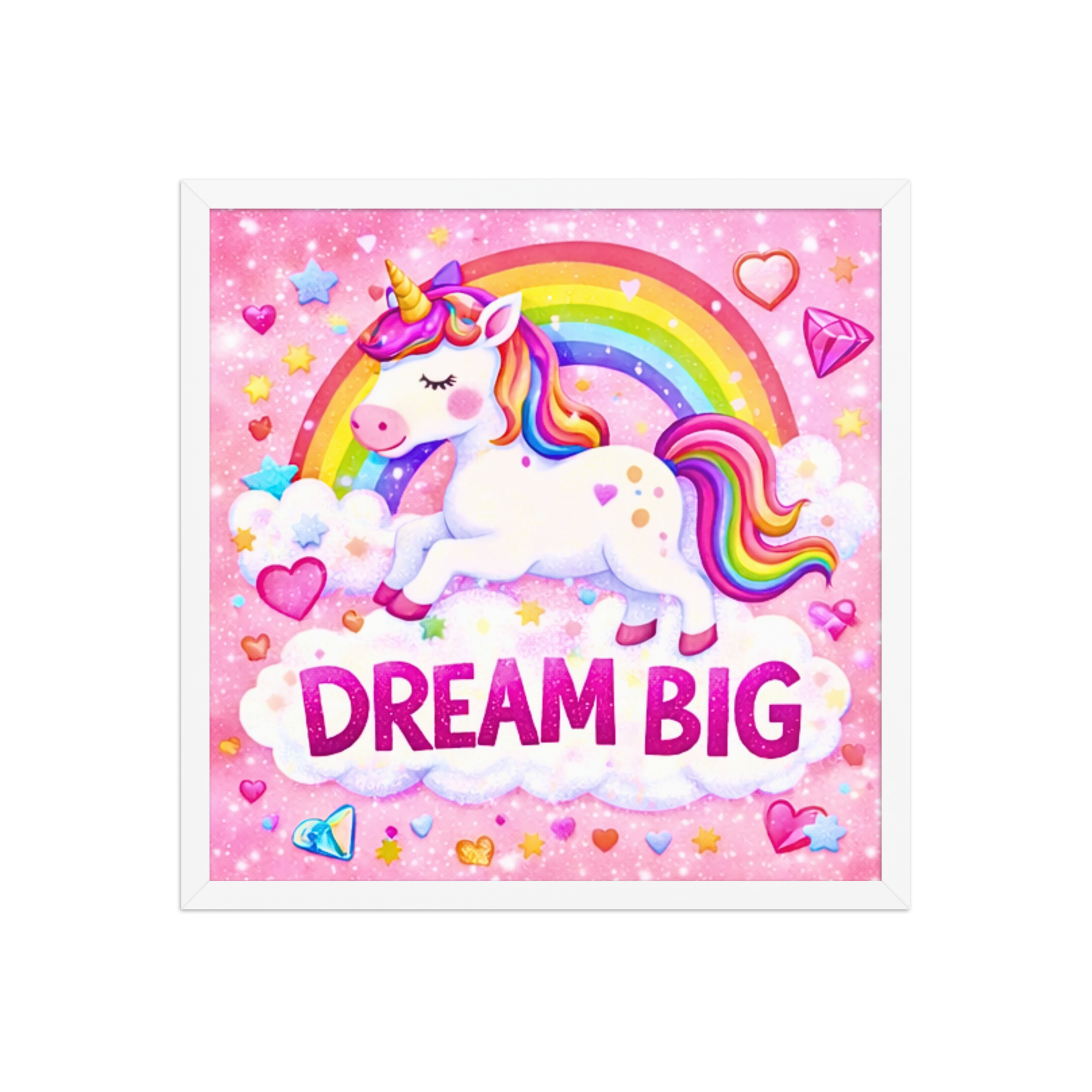 Dream Big Unicorn Wall Art for Girls – Magical Rainbow Princess Nursery & Kids Room Decor