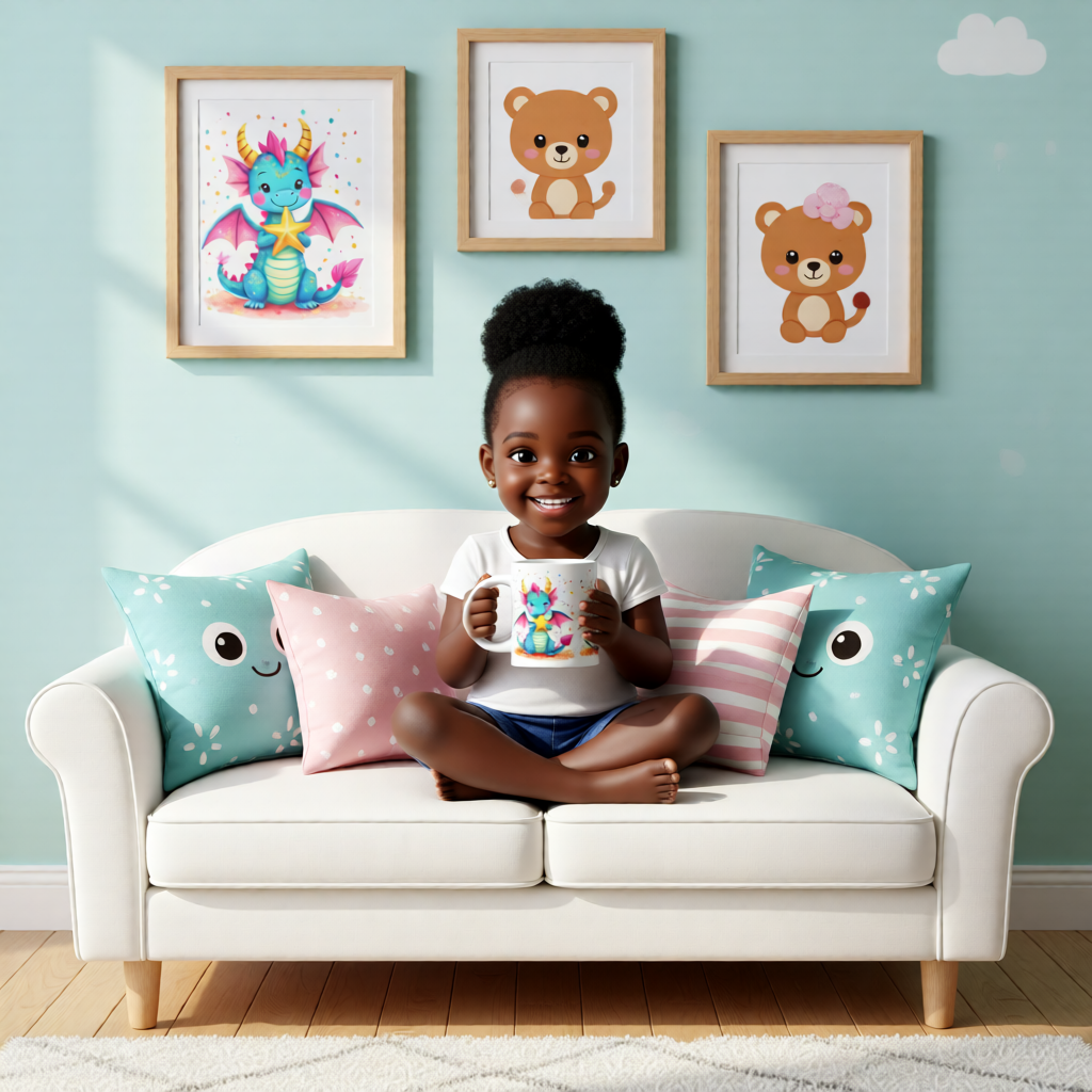 Cute Dragon Kids Mug – Magical Baby Dragon Holding Star | Adorable Fantasy Mug for Children I Gift for Children