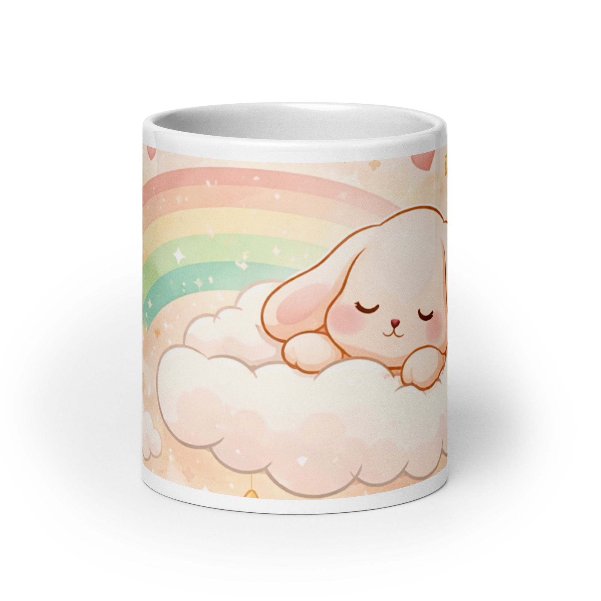 Cute Kids Mug – Teddy Bear & Sleepy Bunny Rainbow Mug for Children | Adorable Nursery Coffee & Cocoa Cup