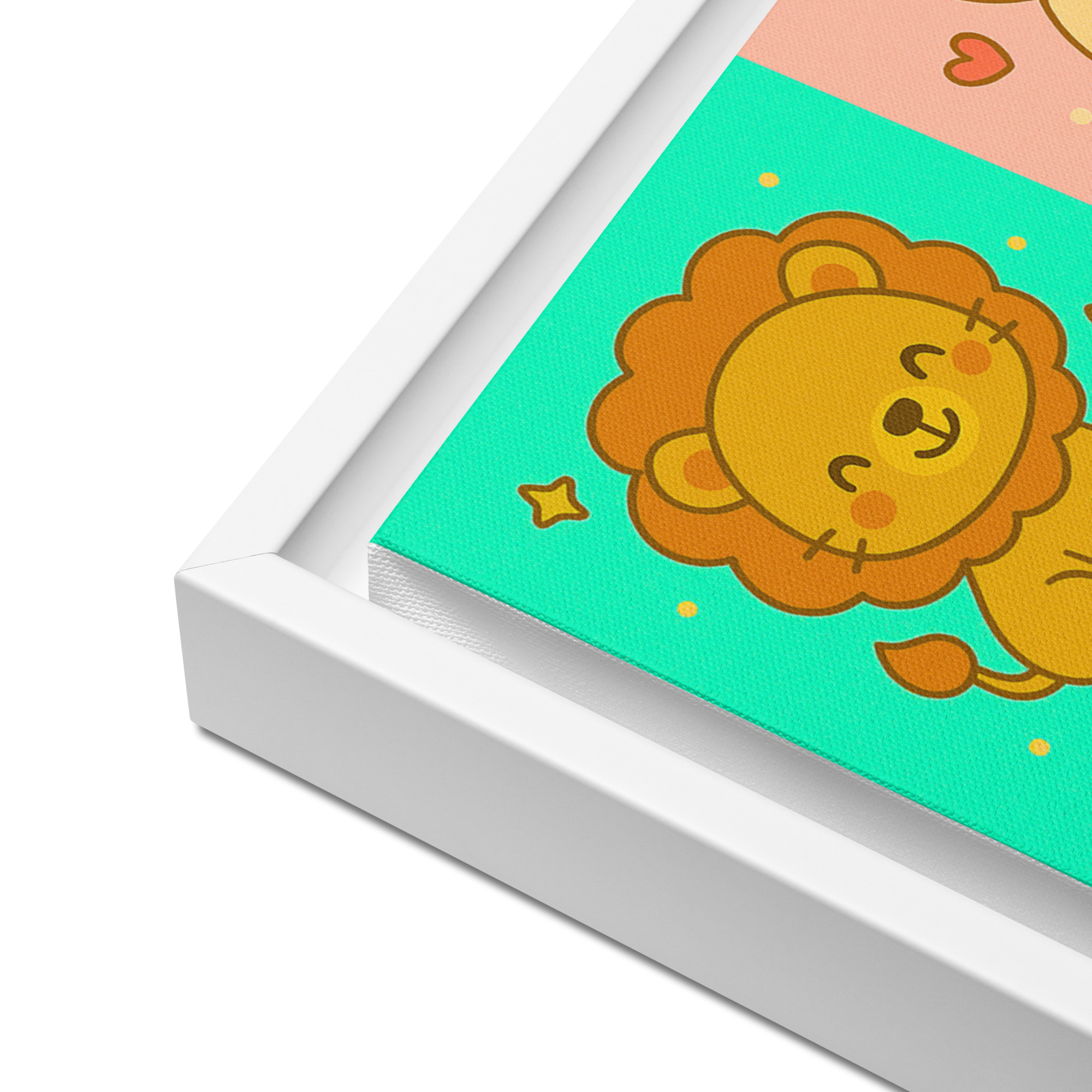 Cute Animal Nursery Wall Art – Lion, Bunny, Fox & Chick Canvas | Pastel Playroom Decor for Baby & Toddlers I Framed canvas