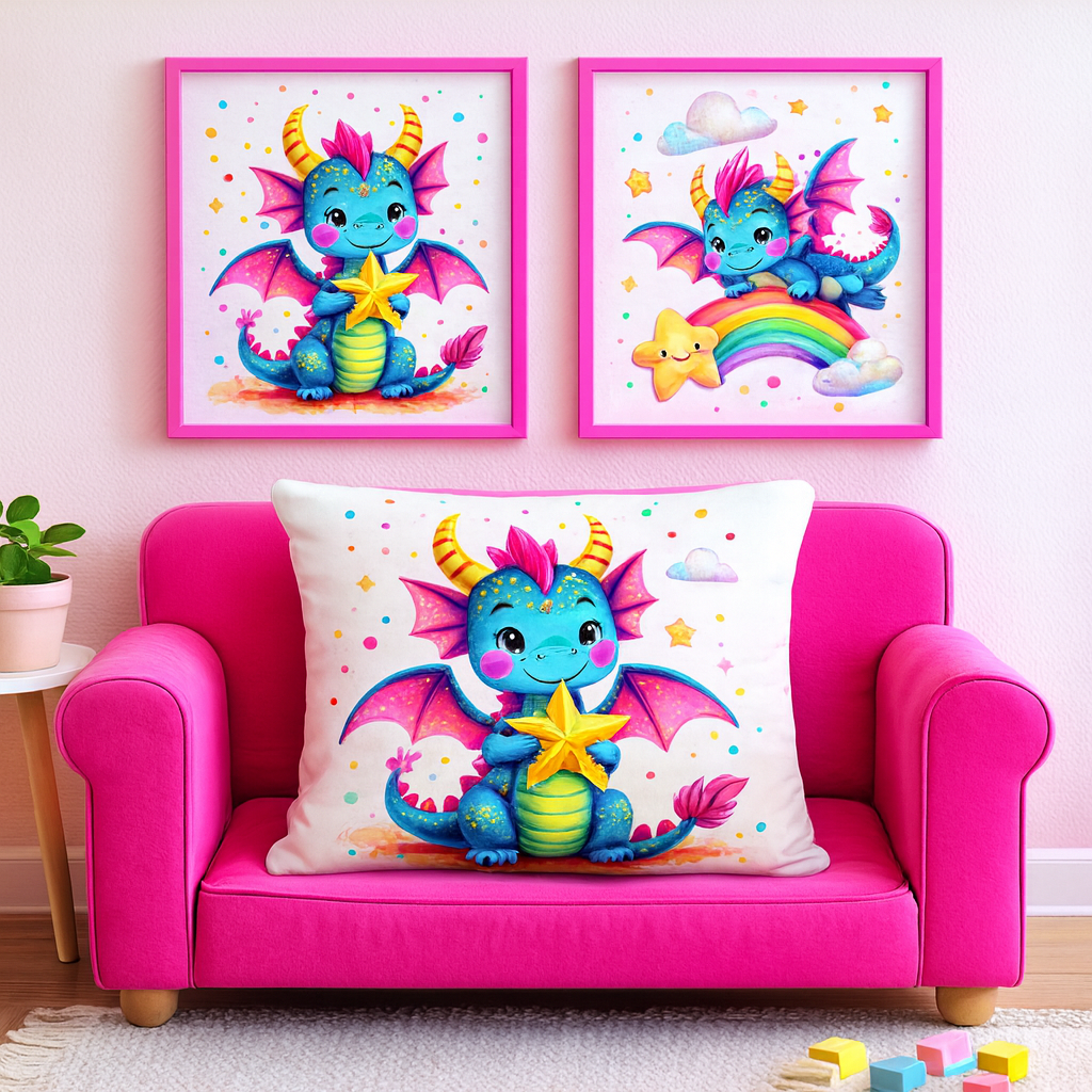 Cute Dragon Pillow for Kids – Colorful Baby Dragon Pillow – Kawaii Nursery Decor
