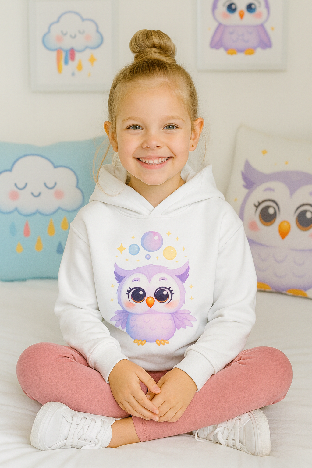 Cute Animal Graphic Hoodie for Kids I Cute Owl Kids Hoodie – Kawaii Pastel Animal Sweater for Kids, Soft Cozy Pullover I Free Shipping