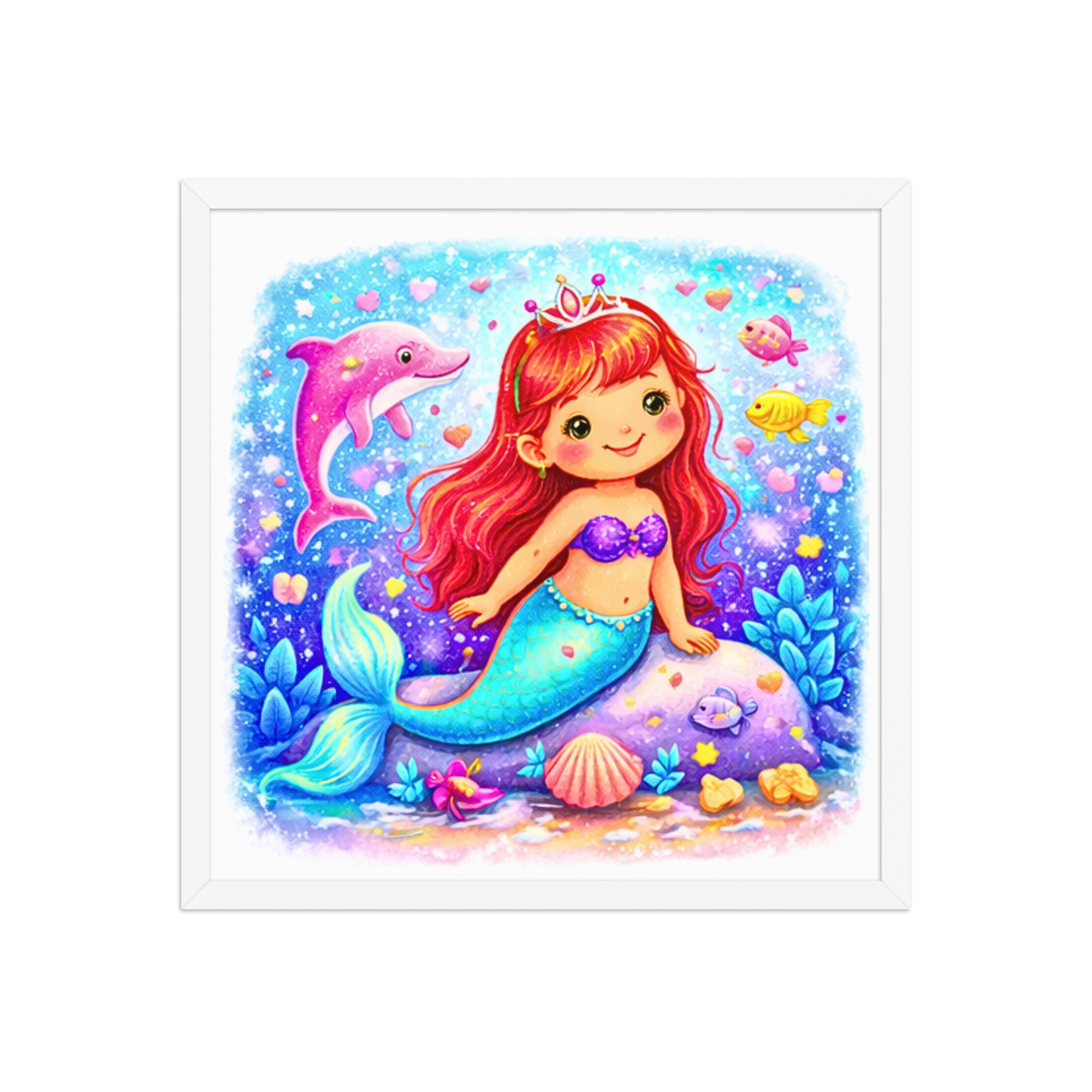 Magical Mermaid Princess Wall Art for Girls – Cute Mermaid Nursery & Playroom Decor