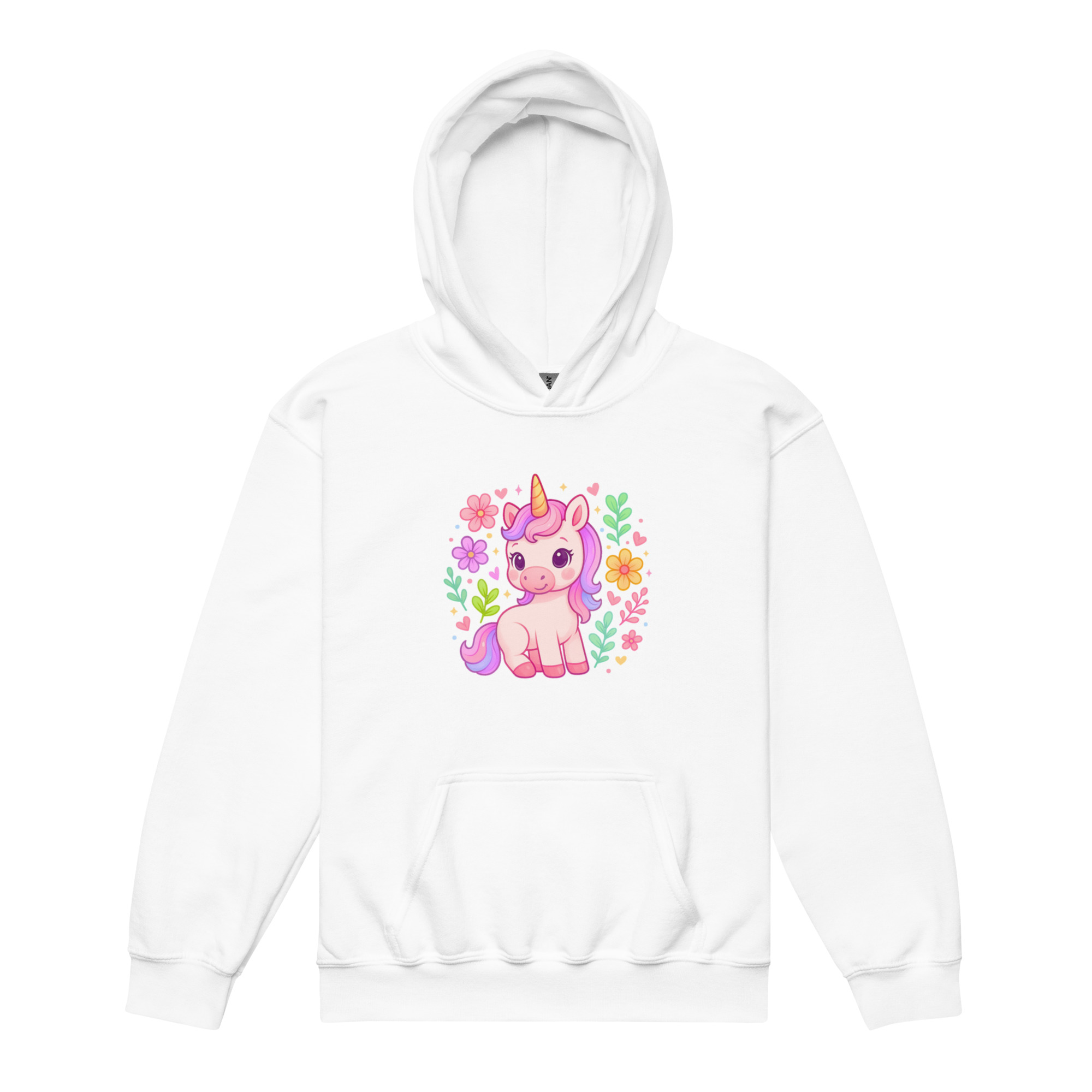 Cute Unicorn Kids Hoodie – Kawaii Pastel Sweater for Girls I Adorable Pink Unicorn Hoodie with Flowers – Cozy Gift for Little Girls