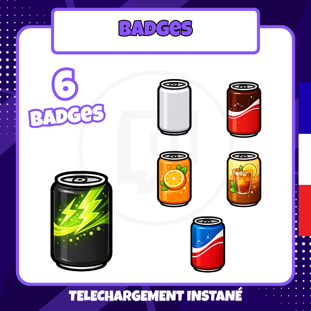 Pack de badges Twitch - Starter - Soda - 6 Badges 