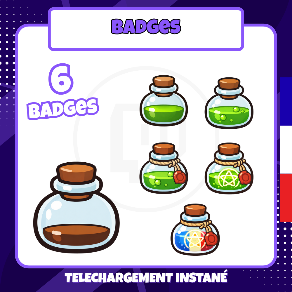 Pack de badges Twitch - Starter - Potion - 6 Badges 